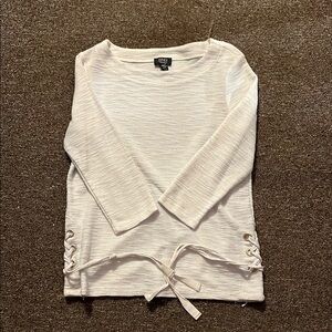 Chico's Cream 3/4 Sleeve Tie Front Blouse